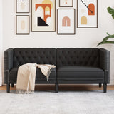 Chesterfield Sofa 2-Seater Black Faux Leather