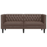 Chesterfield Sofa 2-Seater Brown Faux Leather