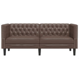 Chesterfield Sofa 2-Seater Brown Faux Leather - Top-Down View