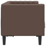 Chesterfield Sofa 2-Seater Brown Faux Leather