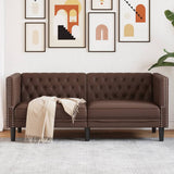 Chesterfield Sofa 2-Seater Brown Faux Leather