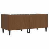Chesterfield Sofa 2-Seater Brown Faux Suede Leather - Rear View