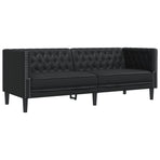 Chesterfield Sofa 3-Seater Black Faux Leather