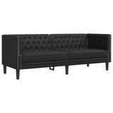 Chesterfield Sofa 3-Seater Black Faux Leather - Front View