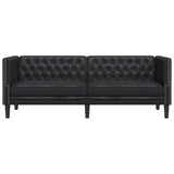 Chesterfield Sofa 3-Seater Black Faux Leather