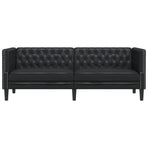 Chesterfield Sofa 3-Seater Black Faux Leather