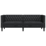 Chesterfield Sofa 3-Seater Black Faux Leather - Top-Down View