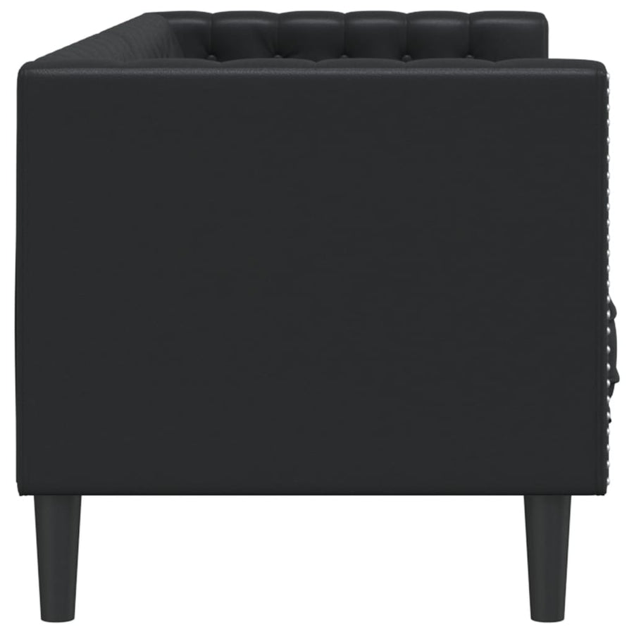 Chesterfield Sofa 3-Seater Black Faux Leather