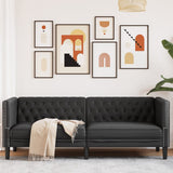 Chesterfield Sofa 3-Seater Black Faux Leather