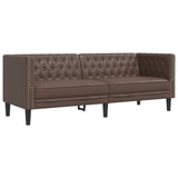 Chesterfield Sofa 3-Seater Brown Faux Leather - Front View