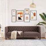 Chesterfield Sofa 3-Seater Brown Faux Leather
