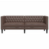 Chesterfield Sofa 3-Seater Brown Faux Leather