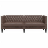 Chesterfield Sofa 3-Seater Brown Faux Leather - Top-Down View