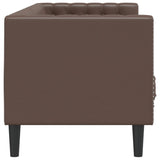 Chesterfield Sofa 3-Seater Brown Faux Leather - 45-Degree Angle