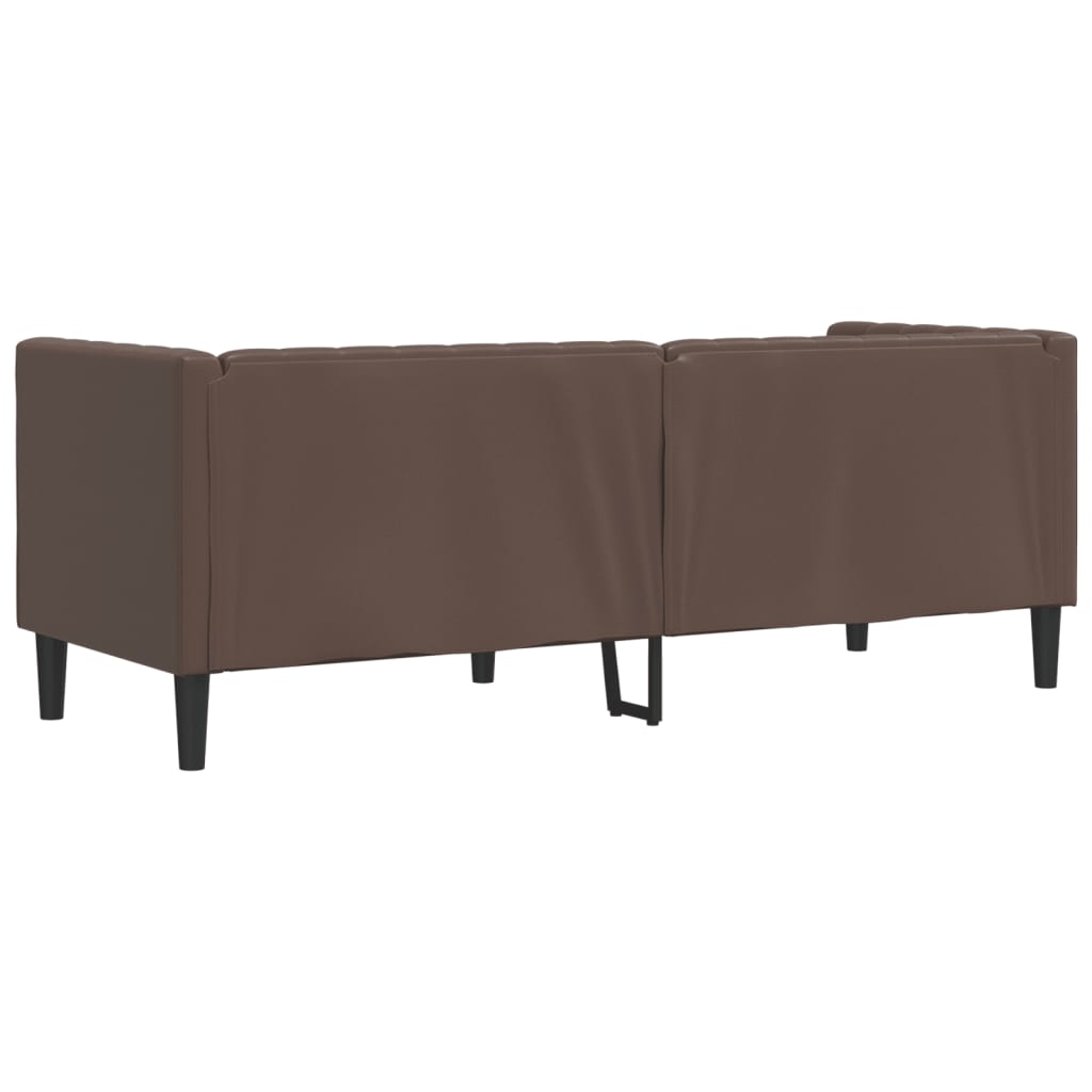 Chesterfield Sofa 3-Seater Brown Faux Leather