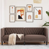 Chesterfield Sofa 3-Seater Brown Faux Leather