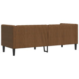 Chesterfield Sofa 3-Seater Brown Faux Suede Leather - Rear View