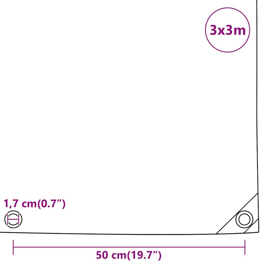 Tarpaulin Anthracite 3x3 m 650 g/m²