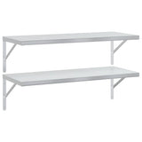Wall Shelves 2 pcs 100x40 cm Silver Stainless Steel - Front View