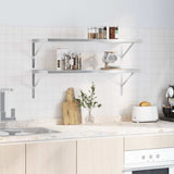 Wall Shelves 2 pcs 100x40 cm Silver Stainless Steel - Side View