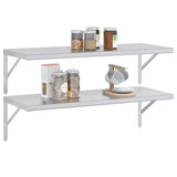 Wall Shelves 2 pcs 100x40 cm Silver Stainless Steel - Top-Down View