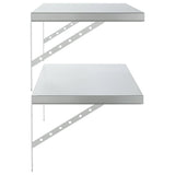 Wall Shelves 2 pcs 100x40 cm Silver Stainless Steel - Rear View