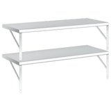 Wall Shelves 2 pcs 100x40 cm Silver Stainless Steel - Close-Up Angle
