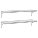 Wall Shelves 2 pcs 100x30 cm Silver Stainless Steel - Front View