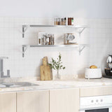 Wall Shelves 2 pcs 100x30 cm Silver Stainless Steel - Side View