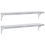 Wall Shelves 2 pcs 100x23.5 cm Silver Stainless Steel - Front View