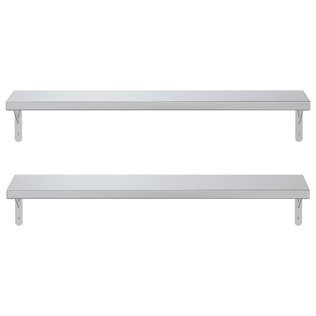 Wall Shelves 2 pcs 100x23.5 cm Silver Stainless Steel