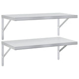 Wall Shelves 2 pcs 75x40 cm Silver Stainless Steel - Front View