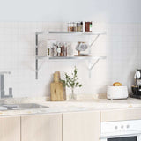 Wall Shelves 2 pcs 75x40 cm Silver Stainless Steel - Side View