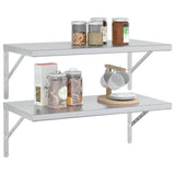 Wall Shelves 2 pcs 75x40 cm Silver Stainless Steel - Top-Down View