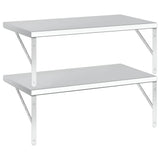 Wall Shelves 2 pcs 75x40 cm Silver Stainless Steel - Close-Up Angle