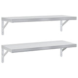 Wall Shelves 2 pcs 75x30 cm Silver Stainless Steel - Front View