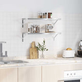 Wall Shelves 2 pcs 75x30 cm Silver Stainless Steel - Side View