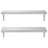 Wall Shelves 2 pcs 75x30 cm Silver Stainless Steel - 45-Degree Angle