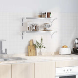 Wall Shelves 2 pcs 75x23.5 cm Silver Stainless Steel - Side View