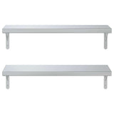 Wall Shelves 2 pcs 75x23.5 cm Silver Stainless Steel - 45-Degree Angle
