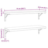 Wall Shelves 2 pcs 75x23.5 cm Silver Stainless Steel - Extra Image