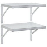 Wall Shelves 2 pcs 50x40 cm Silver Stainless Steel - Front View
