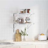 Wall Shelves 2 pcs 50x40 cm Silver Stainless Steel - Side View