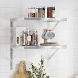 Wall Shelves 2 pcs 50x40 cm Silver Stainless Steel