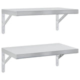 Wall Shelves 2 pcs 50x30 cm Silver Stainless Steel - Front View