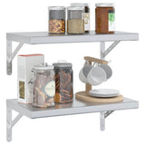 Wall Shelves 2 pcs 50x30 cm Silver Stainless Steel - Top-Down View