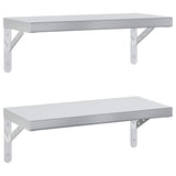 Wall Shelves 2 pcs 50x23.5 cm Silver Stainless Steel - Front View
