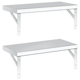 Wall Shelves 2 pcs 50x23.5 cm Silver Stainless Steel - Close-Up Angle