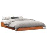 Bed Frame without Mattress Wax Brown 150x200 cm Solid Wood Pine - Front View