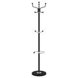 Coat Stand with Umbrella Holder Black 180 cm Powder-coated Iron - Top-Down View